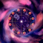 Zodiac wheel featuring the twelve zodiac signs in Vedic astrology, symbolizing self-reflection and karmic psychology.